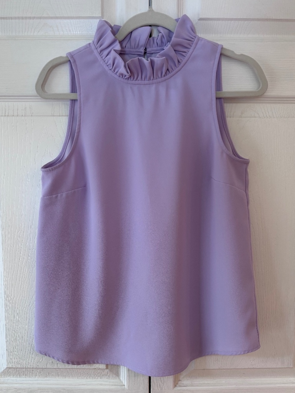J. Crew Ruffle Neck Sleeveless Blouse Purple Lavender Size S